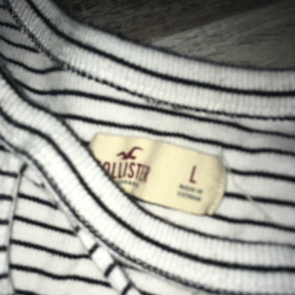 Hollister long sleeve top;White and black stripes - Picture 2 of 2